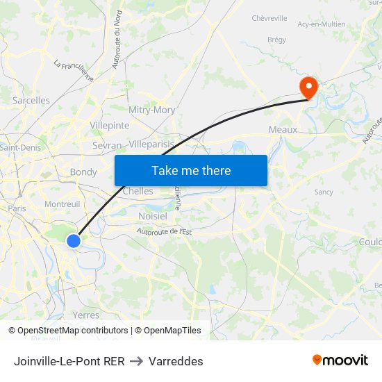 Joinville-Le-Pont RER to Varreddes map