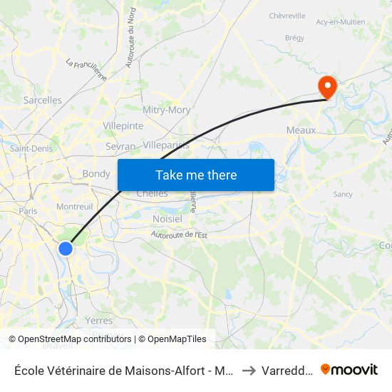 École Vétérinaire de Maisons-Alfort - Métro to Varreddes map