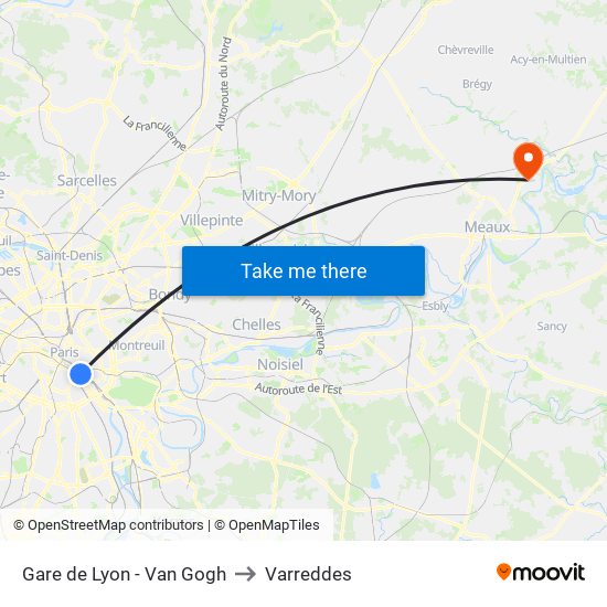Gare de Lyon - Van Gogh to Varreddes map
