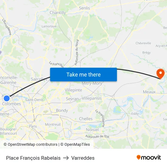 Place François Rabelais to Varreddes map
