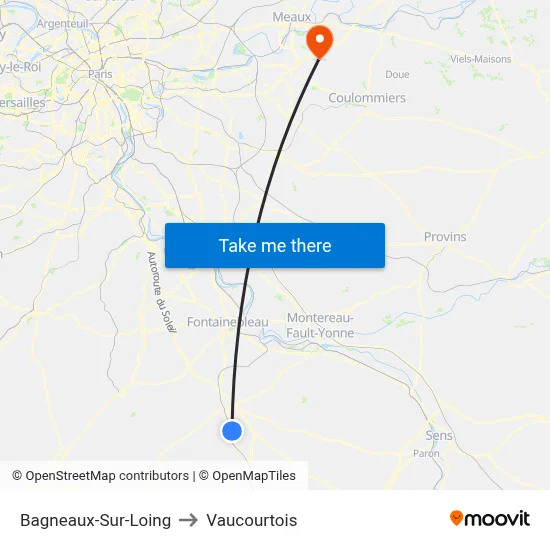 Bagneaux-Sur-Loing to Vaucourtois map