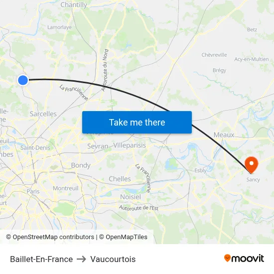 Baillet-En-France to Vaucourtois map