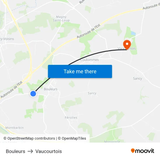 Bouleurs to Vaucourtois map