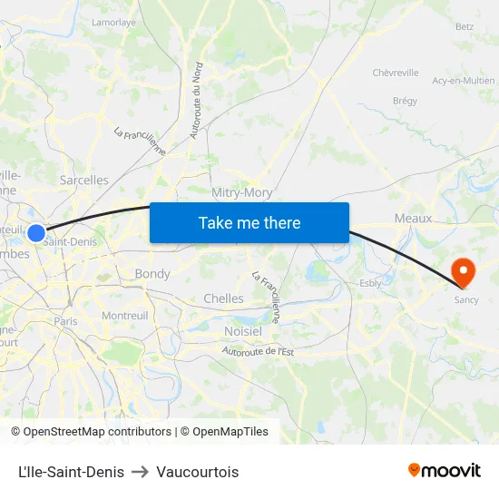 L'Ile-Saint-Denis to Vaucourtois map