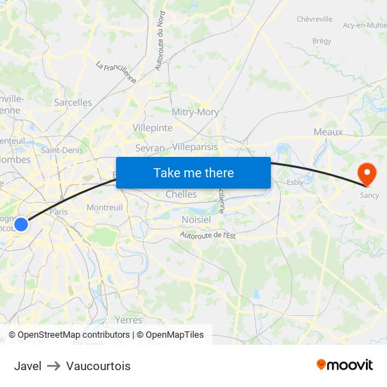 Javel to Vaucourtois map