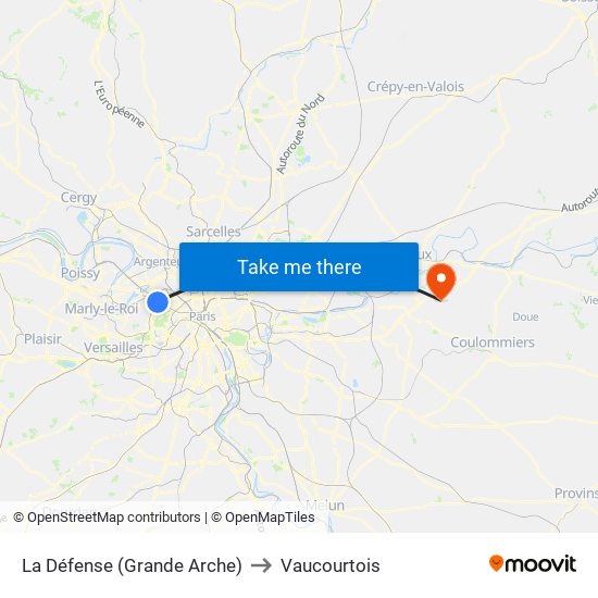 La Défense (Grande Arche) to Vaucourtois map