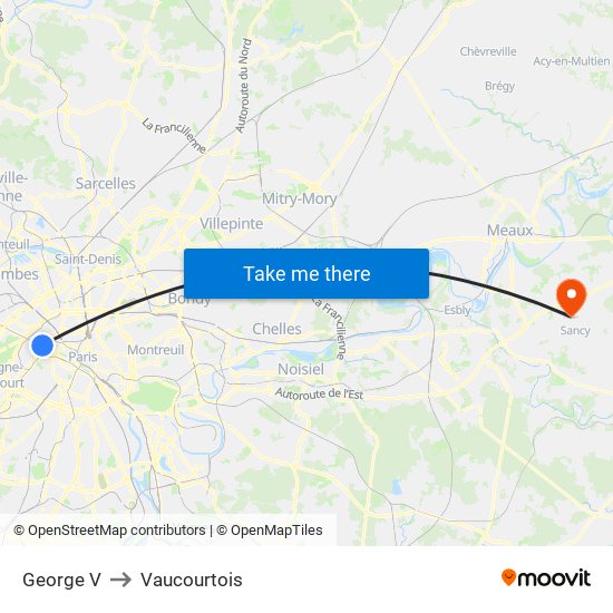 George V to Vaucourtois map