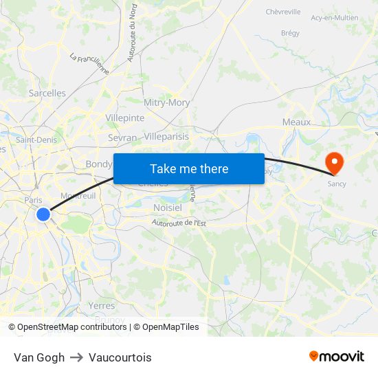 Van Gogh to Vaucourtois map