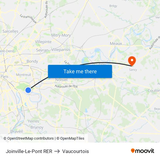 Joinville-Le-Pont RER to Vaucourtois map