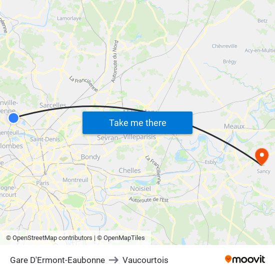 Gare D'Ermont-Eaubonne to Vaucourtois map