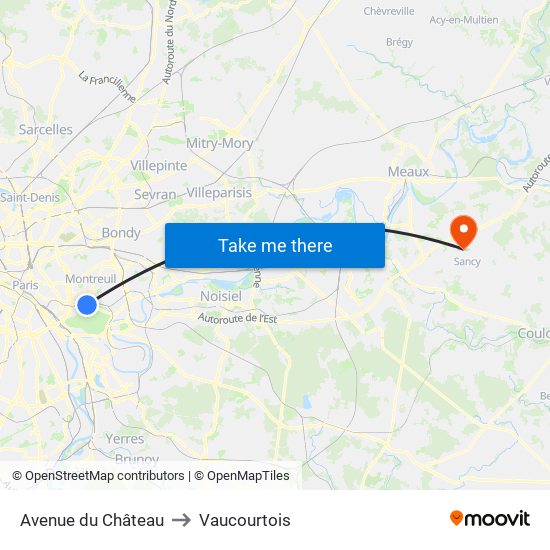 Avenue du Château to Vaucourtois map