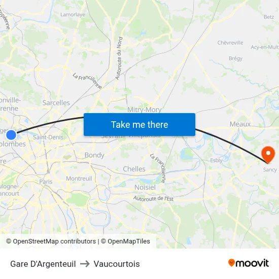 Gare D'Argenteuil to Vaucourtois map