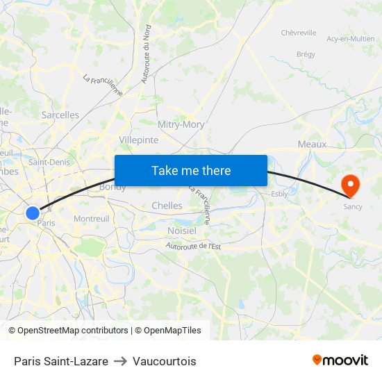 Paris Saint-Lazare to Vaucourtois map