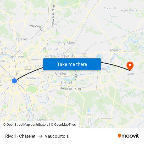 Rivoli - Châtelet to Vaucourtois map