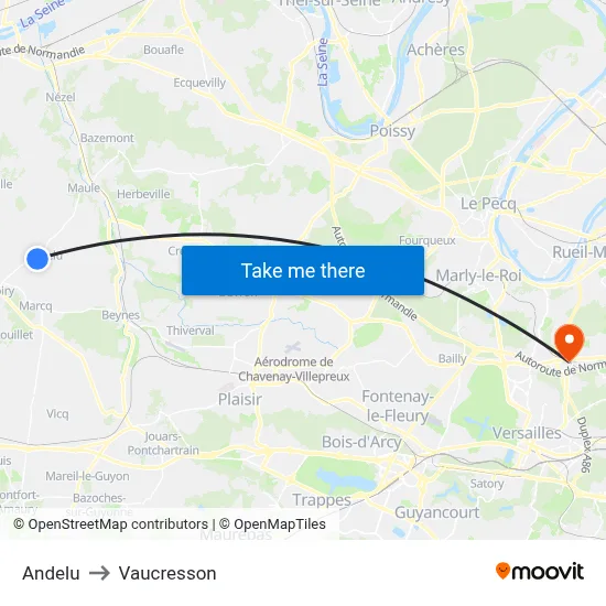 Andelu to Vaucresson map