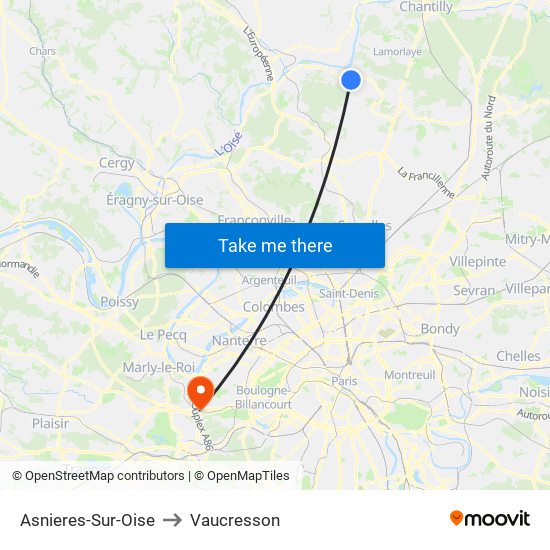 Asnieres-Sur-Oise to Vaucresson map