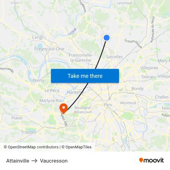 Attainville to Vaucresson map