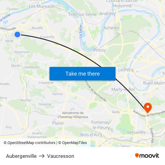 Aubergenville to Vaucresson map
