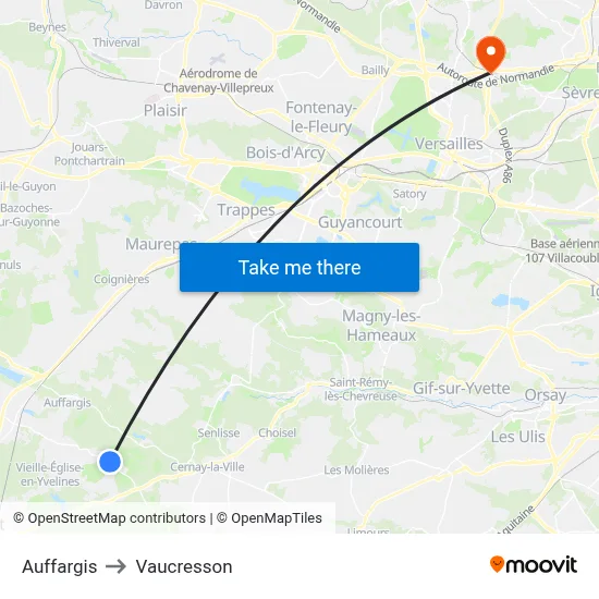 Auffargis to Vaucresson map