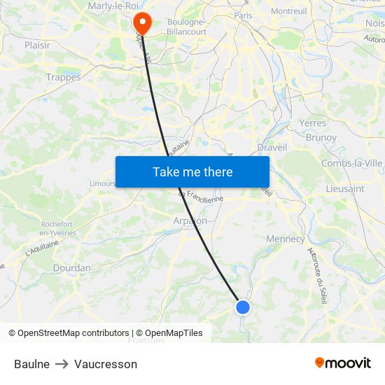 Baulne to Vaucresson map