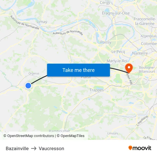 Bazainville to Vaucresson map