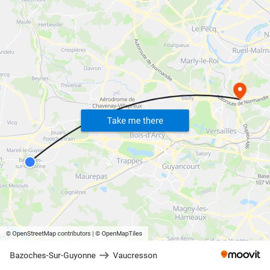 Bazoches-Sur-Guyonne to Vaucresson map
