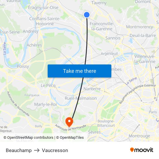 Beauchamp to Vaucresson map