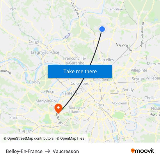 Belloy-En-France to Vaucresson map