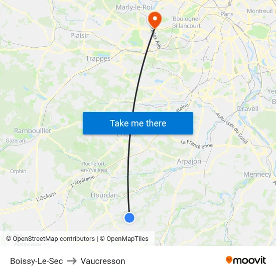 Boissy-Le-Sec to Vaucresson map
