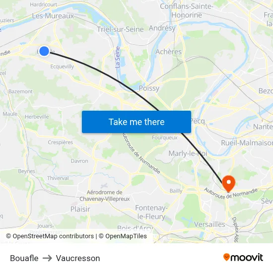 Bouafle to Vaucresson map