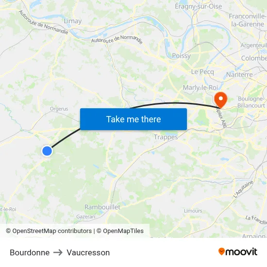 Bourdonne to Vaucresson map