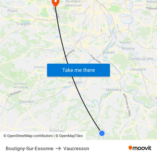 Boutigny-Sur-Essonne to Vaucresson map