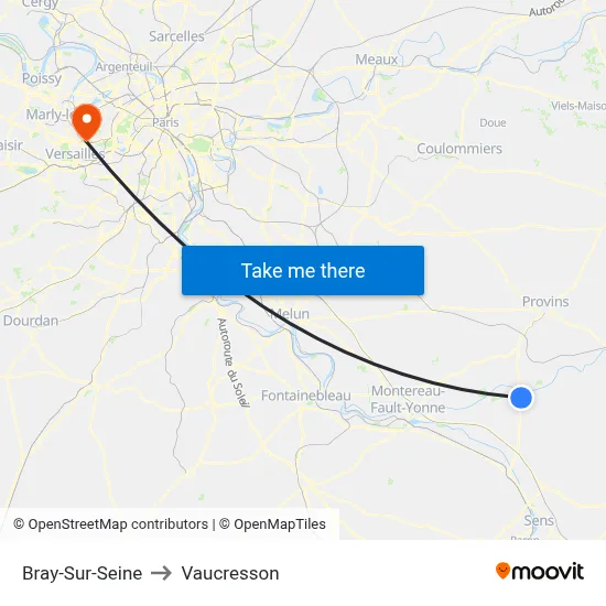 Bray-Sur-Seine to Vaucresson map