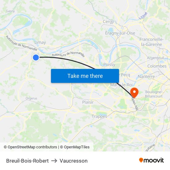 Breuil-Bois-Robert to Vaucresson map