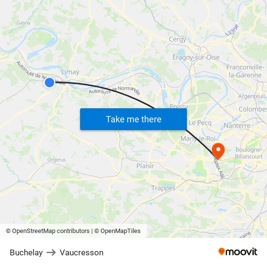 Buchelay to Vaucresson map