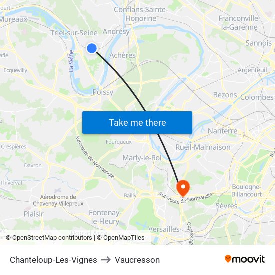 Chanteloup-Les-Vignes to Vaucresson map