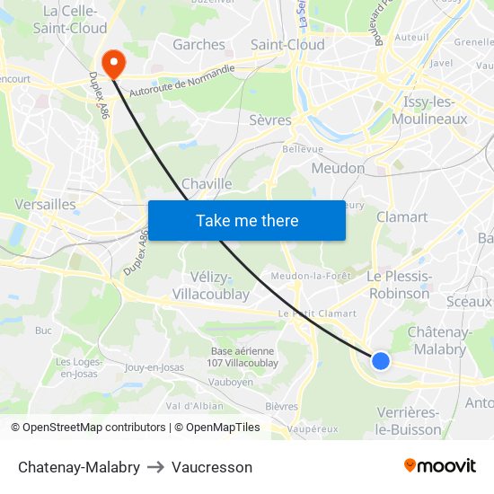 Chatenay-Malabry to Vaucresson map