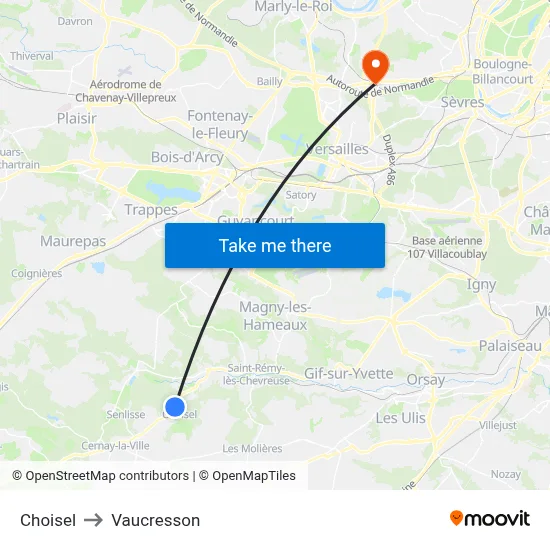 Choisel to Vaucresson map