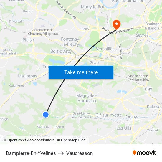 Dampierre-En-Yvelines to Vaucresson map