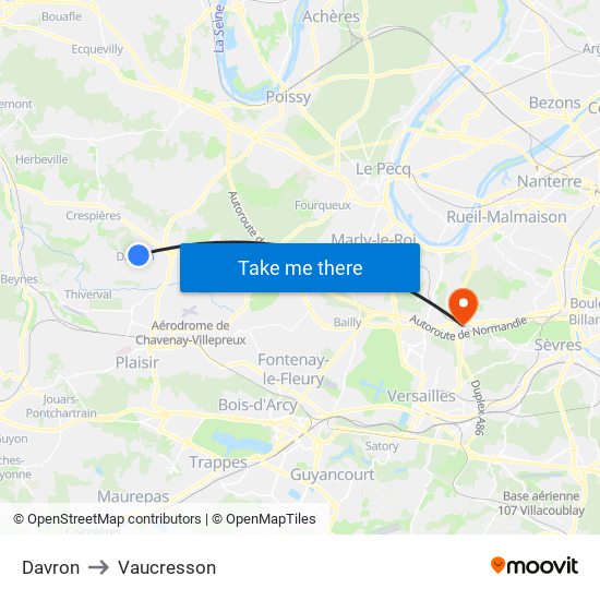 Davron to Vaucresson map