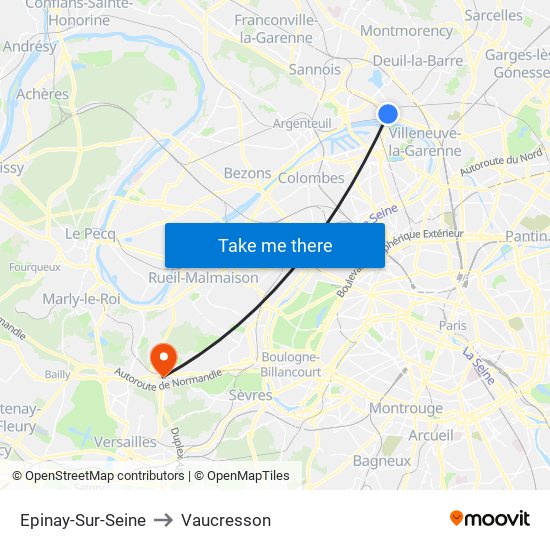 Epinay-Sur-Seine to Vaucresson map