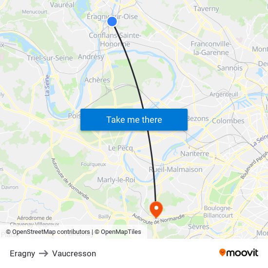 Eragny to Vaucresson map