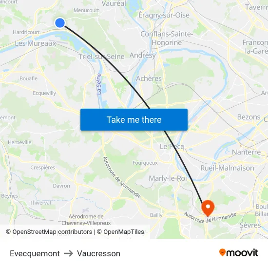 Evecquemont to Vaucresson map