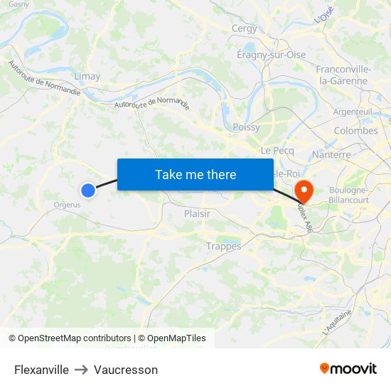 Flexanville to Vaucresson map