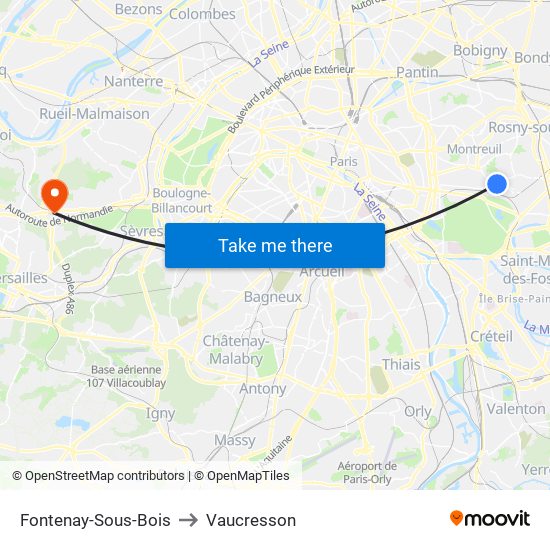 Fontenay-Sous-Bois to Vaucresson map