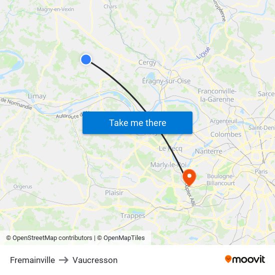 Fremainville to Vaucresson map