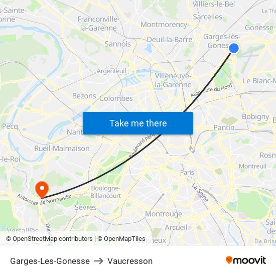 Garges-Les-Gonesse to Vaucresson map