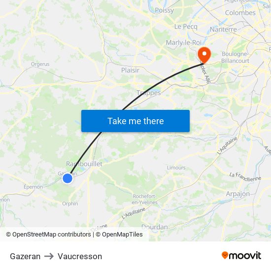 Gazeran to Vaucresson map