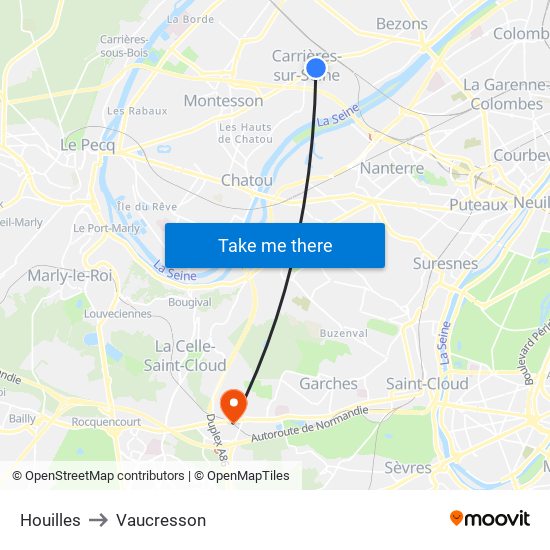 Houilles to Vaucresson map