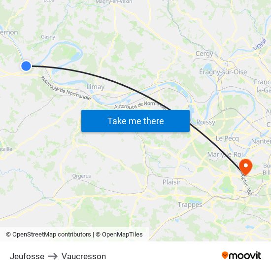 Jeufosse to Vaucresson map